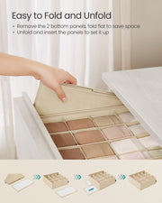 Set of 6 Beige Drawer Organisers with 120 Compartments for Storage and Organisation by Songmics