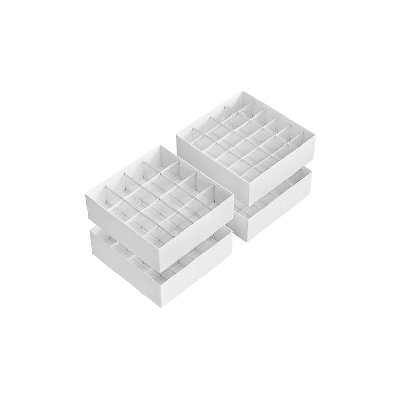 Set of 4 White Drawer Organisers with 80 Compartments for Home Storage by Songmics