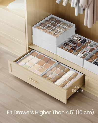 Set of 4 White Drawer Organisers with 80 Compartments for Home Storage by Songmics