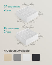 Set of 4 White Drawer Organisers with 80 Compartments for Home Storage by Songmics