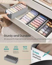 Foldable Fabric Drawer Organisers with Adjustable Dividers for Wardrobes and Drawers by Songmics