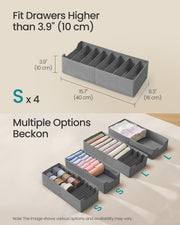 Foldable Fabric Drawer Organisers with Adjustable Dividers for Wardrobes and Drawers by Songmics