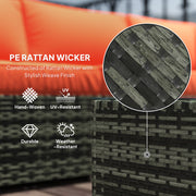 Four Piece Rattan Sofa Set with Cushions in Orange and Grey by Outsunny