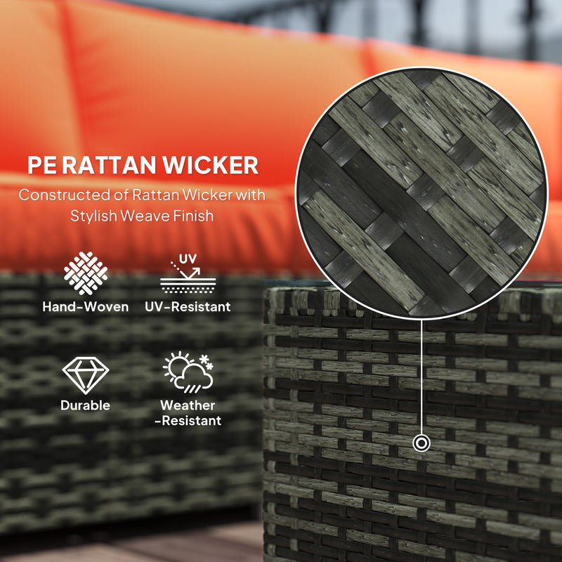 Four Piece Rattan Sofa Set with Cushions in Orange and Grey by Outsunny