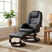 Recliner Chair with Footstool for Relaxing at Home Easy Clean PU Leather Black Homcom