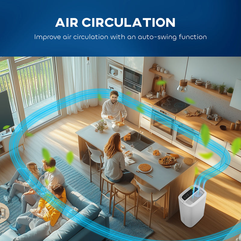 White 20L Dehumidifier with Touch Control for Home and Office by HOMCOM