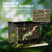 Reptile Glass Terrarium with Front Ventilation and Secure Lock for Small Pets Black