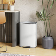 50L White Pedal Kitchen Bin with Soft Close Lid and Removable Inner Bucket for Home or Office