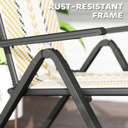 Outdoor Rattan Folding Chairs Set of 2 with 5 Position Backrest and Wide Armrests Orange by Outsunny