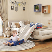 Kids Indoor Slide for Sofa or Bed with Extended Length Easy Storage White and Blue by AIYAPLAY
