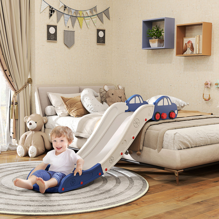 Kids Indoor Slide for Sofa or Bed with Extended Length Easy Storage White and Blue by AIYAPLAY
