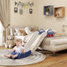 Kids Indoor Slide for Sofa or Bed with Extended Length Easy Storage White and Blue by AIYAPLAY