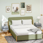 Set of Two Grey Bedside Tables with Gold Legs Storage by HOMCOM