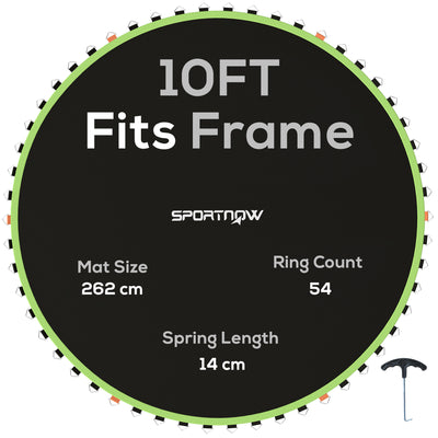 Trampoline Replacement Mat with Spring Pull Tool 54 V-Hooks for 10ft Trampoline Green by SPORTNOW AOSOM