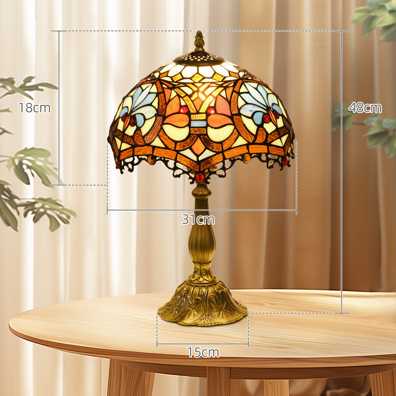 Handcrafted Stained Glass Table Lamp for Living Room or Bedside Zinc Alloy, Multi Coloured