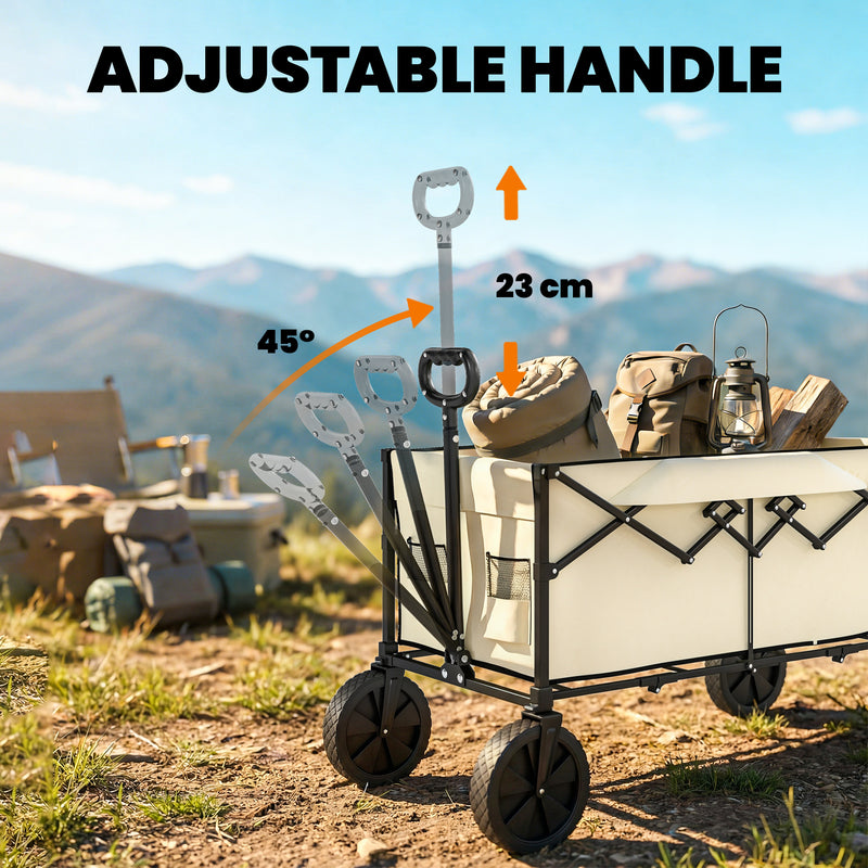 Folding Festival Trolley for Easy Transport of Camping Gear and Garden Tools Khaki Outsunny