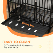Heavy Duty Dog Crate with Wheels and Removable Tray for Large Dogs Open Top Black