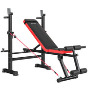 Adjustable Weight Bench with Squat Rack and Dip Station for Home Gym Training Black AOSOM