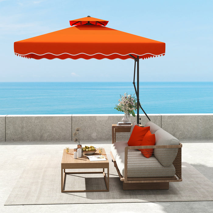 Orange 2.5m Cantilever Garden Parasol with Lever and Cross Base by Outsunny