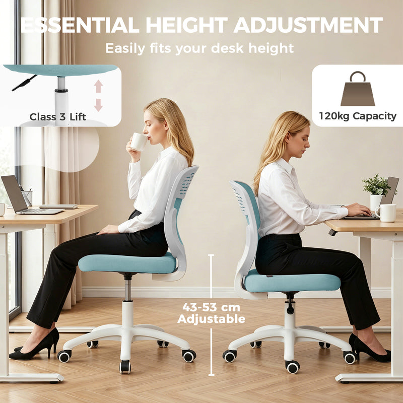 Compact Desk Chair for Small Bedrooms or Home Offices with Mesh Back