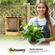 Wooden Raised Garden Planter With Trellis And Roof For Vegetables And Flowers Natural AOSOM