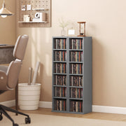 CD Storage Shelves Set of 2 with Adjustable Compartments for Organising Media Light Grey AOSOM