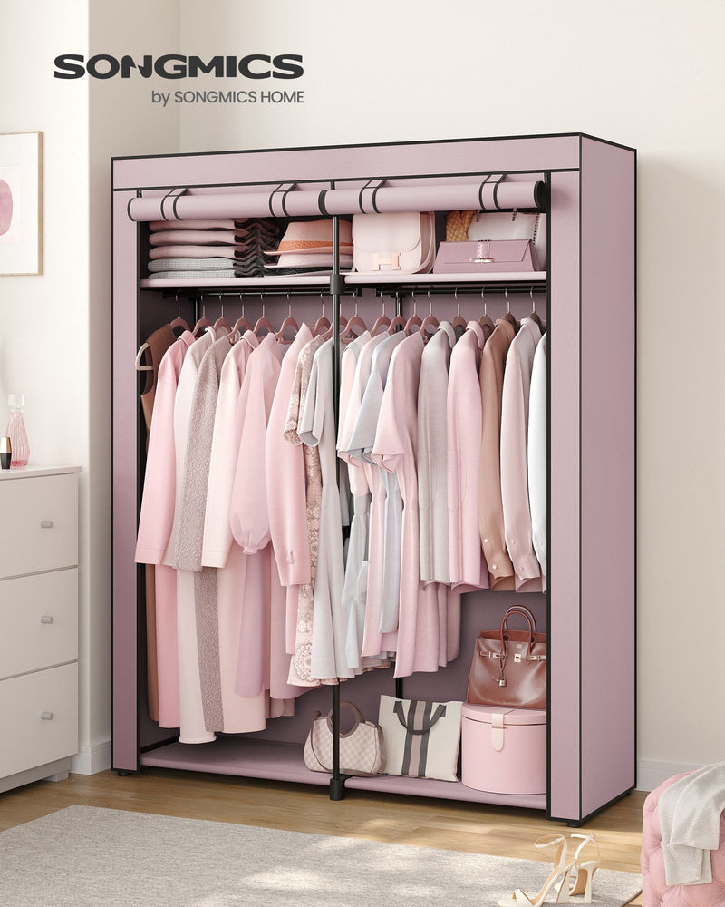Collapsible Fabric Wardrobe with Shelves and Zipper Cover for Bedroom Storage by Songmics