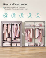 Collapsible Fabric Wardrobe with Shelves and Zipper Cover for Bedroom Storage by Songmics