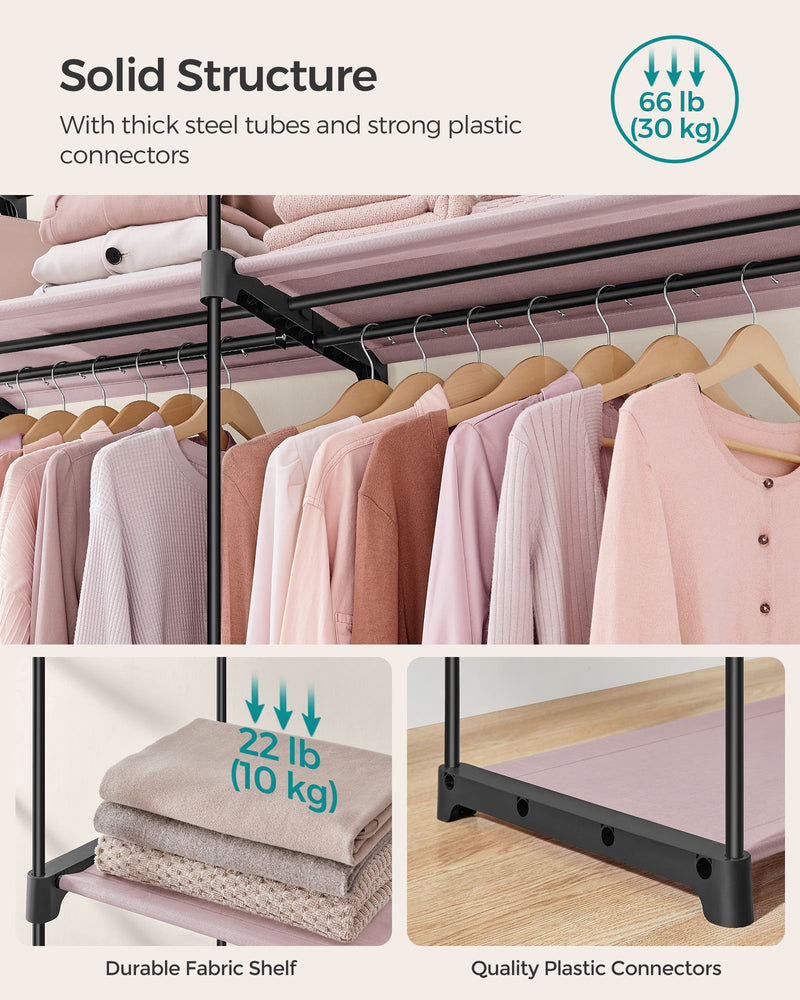 Collapsible Fabric Wardrobe with Shelves and Zipper Cover for Bedroom Storage by Songmics