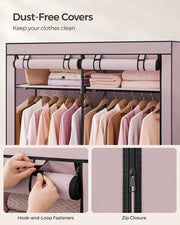 Collapsible Fabric Wardrobe with Shelves and Zipper Cover for Bedroom Storage by Songmics