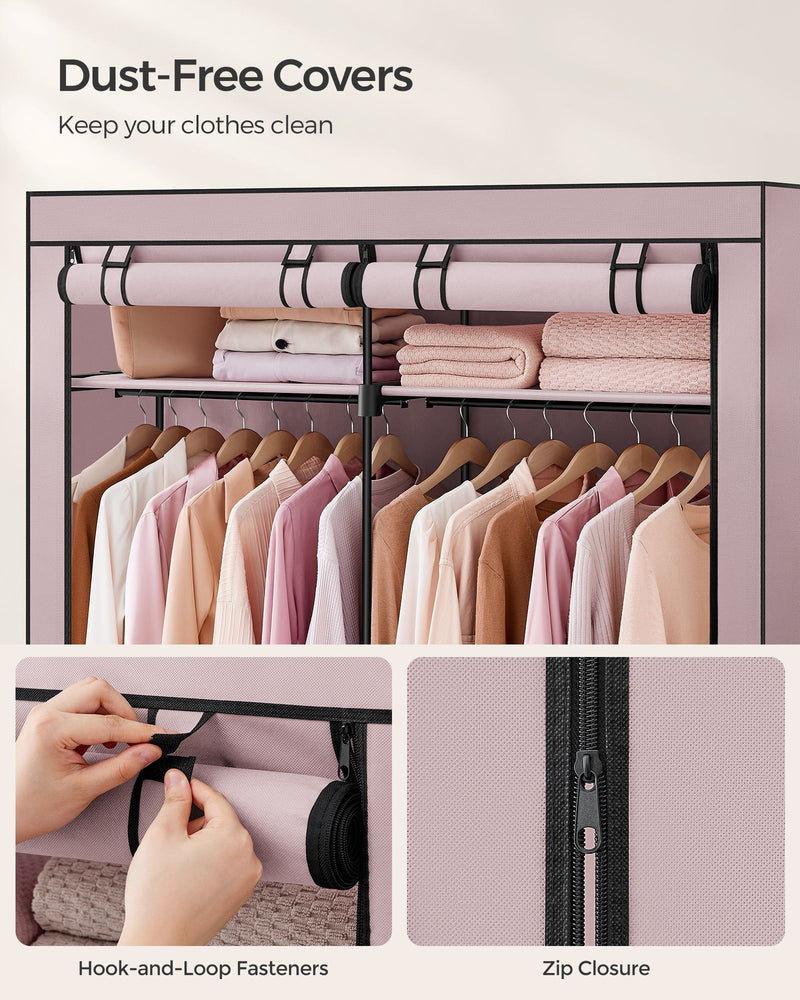 Collapsible Fabric Wardrobe with Shelves and Zipper Cover for Bedroom Storage by Songmics