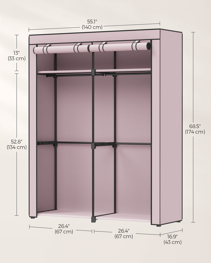 Collapsible Fabric Wardrobe with Shelves and Zipper Cover for Bedroom Storage by Songmics