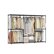 Portable Wardrobe with Hanging Rail and Shelves in Black 205x43x166 cm by Songmics