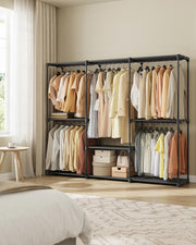 Portable Wardrobe with Hanging Rail and Shelves in Black 205x43x166 cm by Songmics