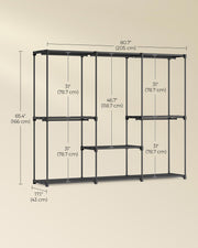 Portable Wardrobe with Hanging Rail and Shelves in Black 205x43x166 cm by Songmics
