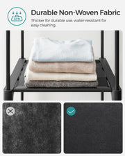 Portable Black Wardrobe with Shelves and Hanging Rail for Bedroom Storage by Songmics