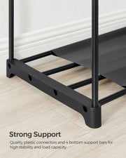 Portable Black Wardrobe with Shelves and Hanging Rail for Bedroom Storage by Songmics