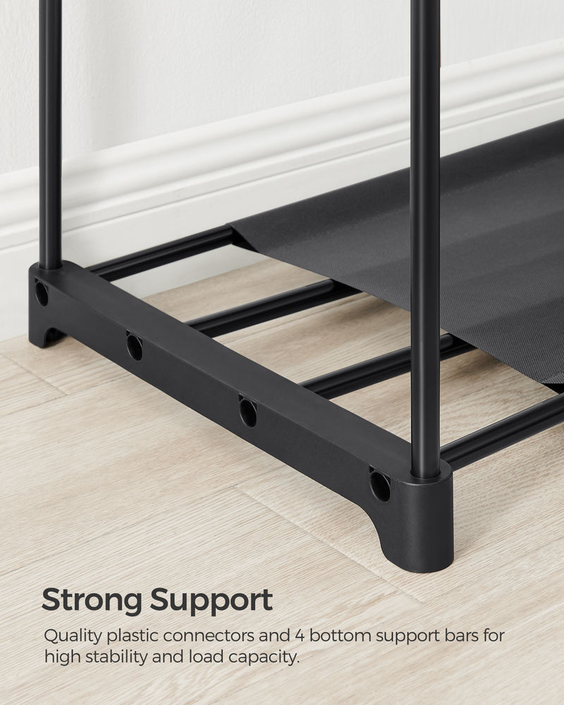 Portable Black Wardrobe with Shelves and Hanging Rail for Bedroom Storage by Songmics