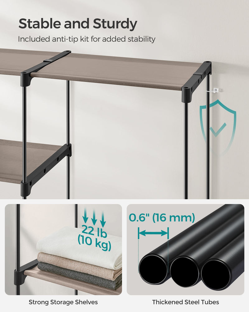 Freestanding Fabric Wardrobe with Shelves Portable Closet Storage Organizer by Songmics
