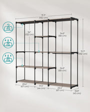 Freestanding Fabric Wardrobe with Shelves Portable Closet Storage Organizer by Songmics