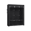 Portable Fabric Wardrobe with 3 Hanging Rails for Bedroom Storage by Songmics