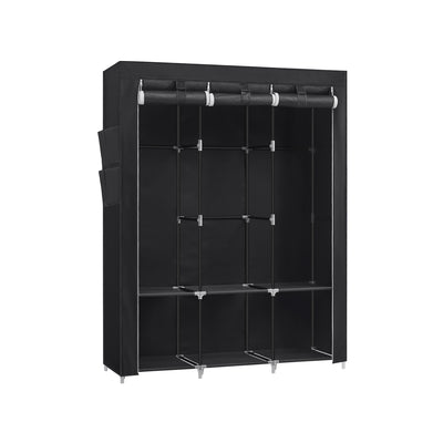 Portable Fabric Wardrobe with 3 Hanging Rails for Bedroom Storage by Songmics