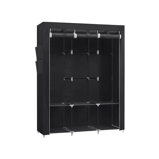 Portable Fabric Wardrobe with 3 Hanging Rails for Bedroom Storage by Songmics