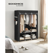 Portable Fabric Wardrobe with 3 Hanging Rails for Bedroom Storage by Songmics