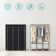 Portable Fabric Wardrobe with 3 Hanging Rails for Bedroom Storage by Songmics