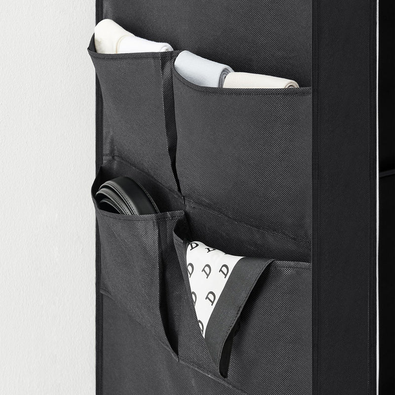 Portable Fabric Wardrobe with 3 Hanging Rails for Bedroom Storage by Songmics