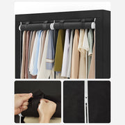 Portable Fabric Wardrobe with 3 Hanging Rails for Bedroom Storage by Songmics