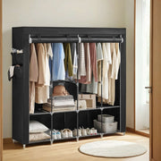 Portable Wardrobe Closet Organiser with Cover Shelves and 4 Hanging Rails by Songmics