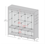 Portable Wardrobe Closet Organiser with Cover Shelves and 4 Hanging Rails by Songmics