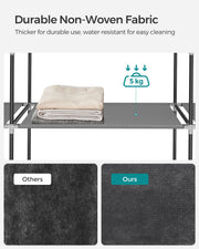 Grey Portable Wardrobe with Shelves and 4 Hanging Rails for Bedroom and Living Room by Songmics